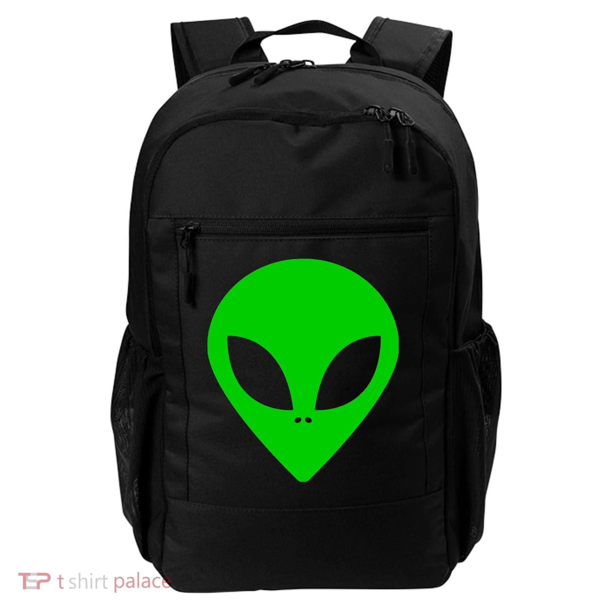 Green Alien Face Green Backpack