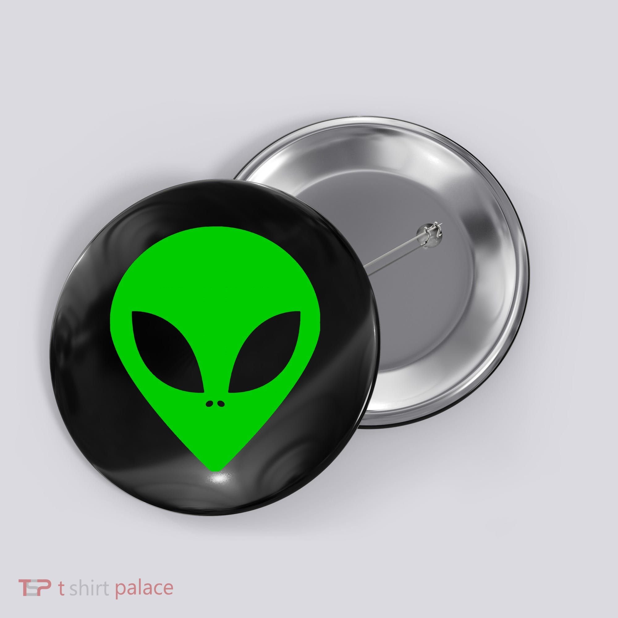 Green Alien Face Green Button