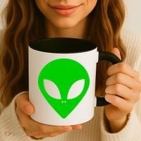 Green Alien Face Green Coffee Mug thumb 3