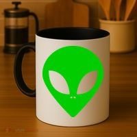 Green Alien Face Green Coffee Mug thumb 4