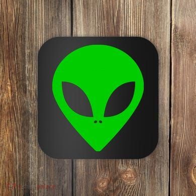 Green Alien Face Green Coaster