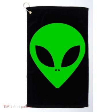 Green Alien Face Green Golf Towel