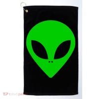 Green Alien Face Green Golf Towel thumb 0