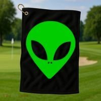 Green Alien Face Green Golf Towel thumb 1