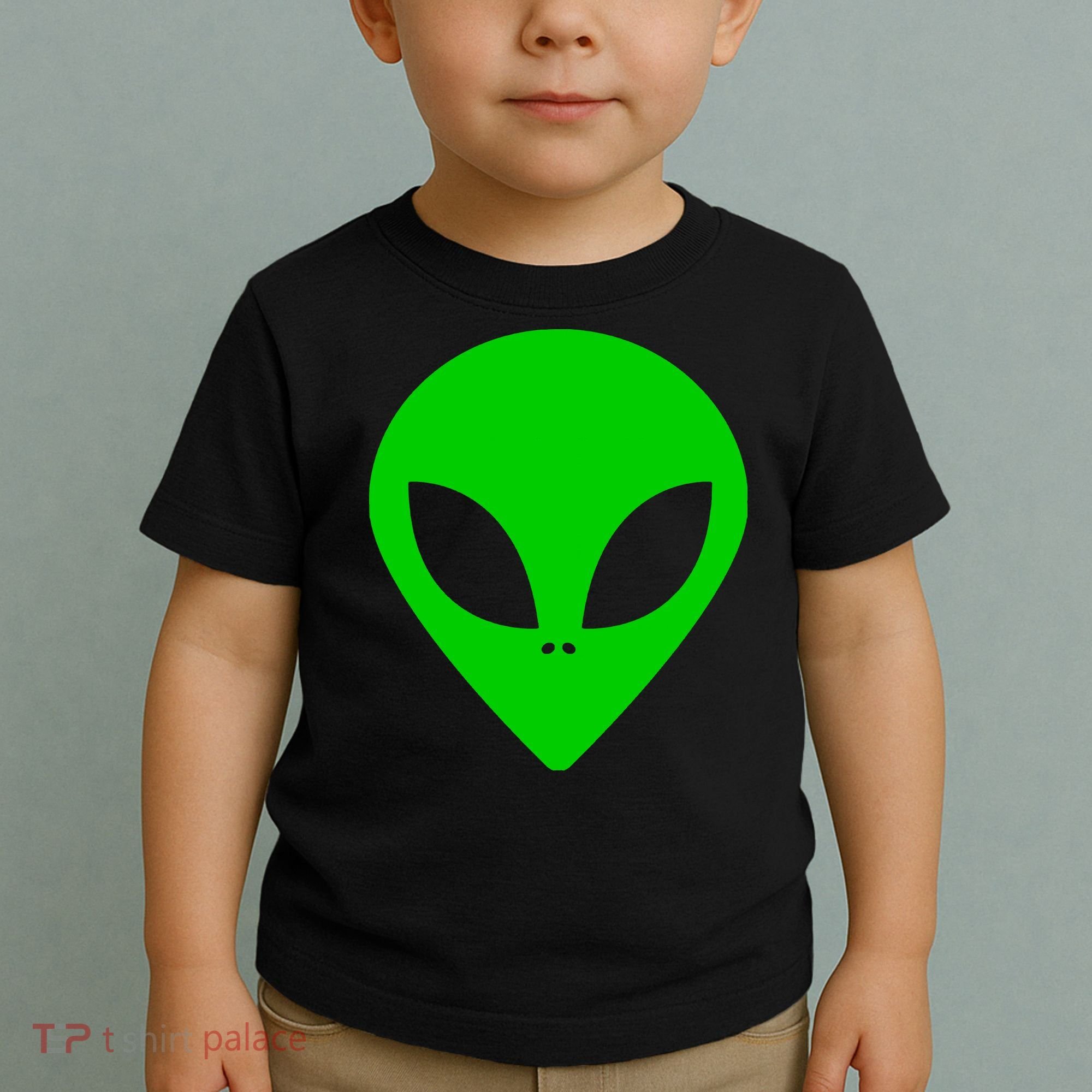 Green Alien Face Green Toddler T-Shirt