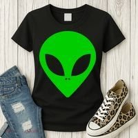 Green Alien Face Green Women's T-Shirt thumb 3