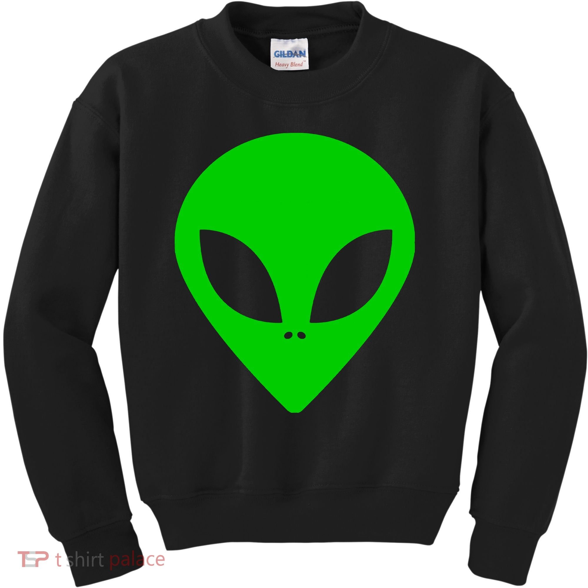 Green Alien Face Green Kids Sweatshirt