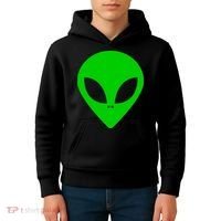Green Alien Face Green Kids Hoodie thumb 4