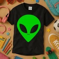 Green Alien Face Green Kids T-Shirt thumb 3