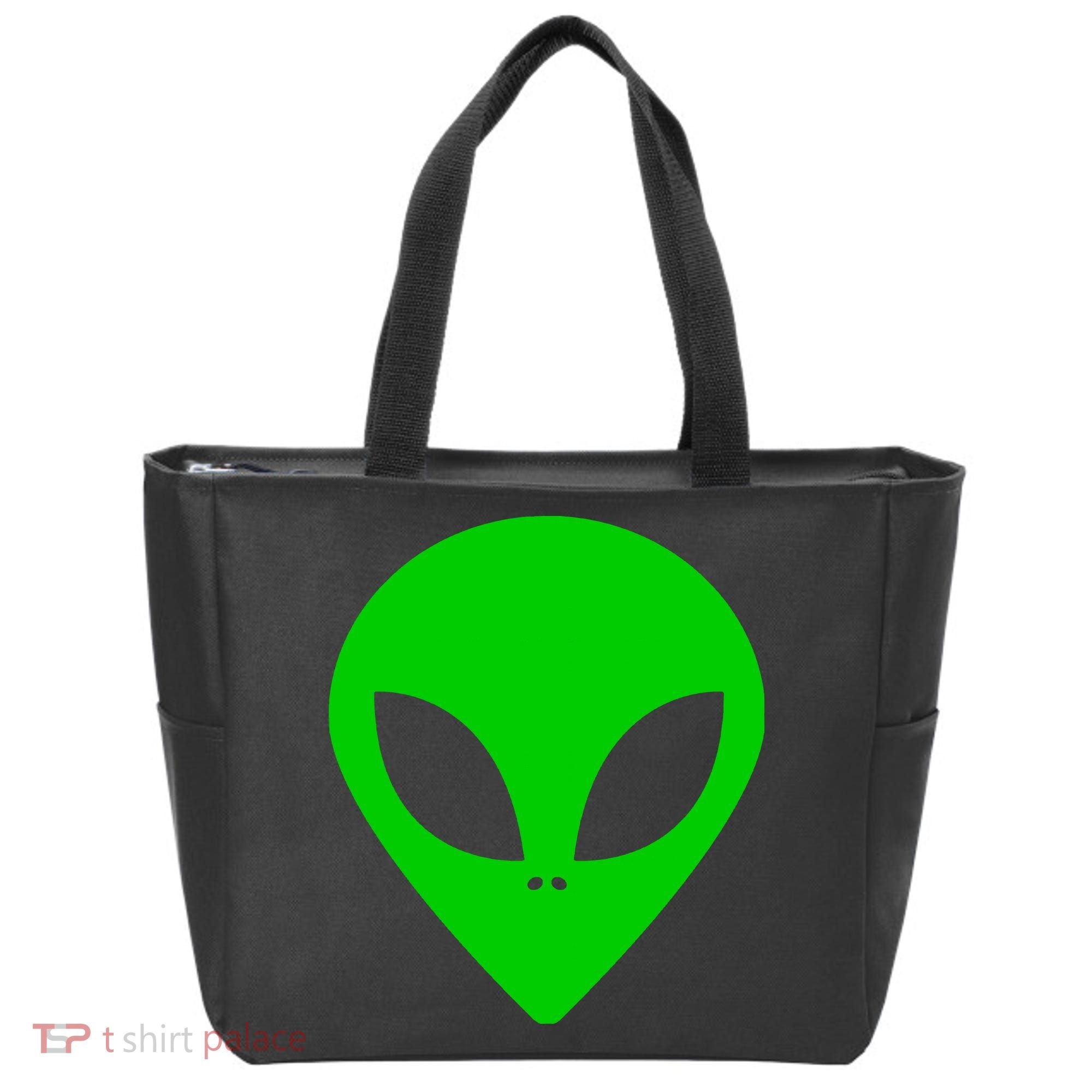 Green Alien Face Green Tote Bag