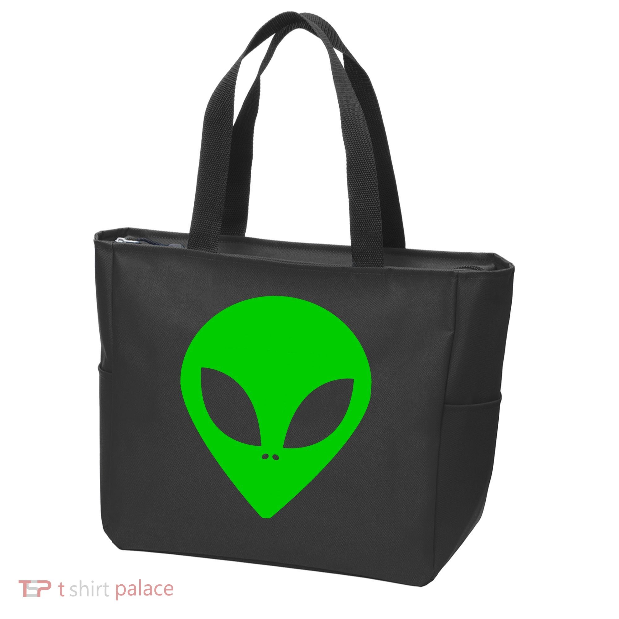 Green Alien Face Green Tote Bag