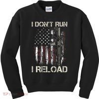 Gun American Flag I Don't Run I Reload I Dont Run Kids Sweatshirt thumb 0