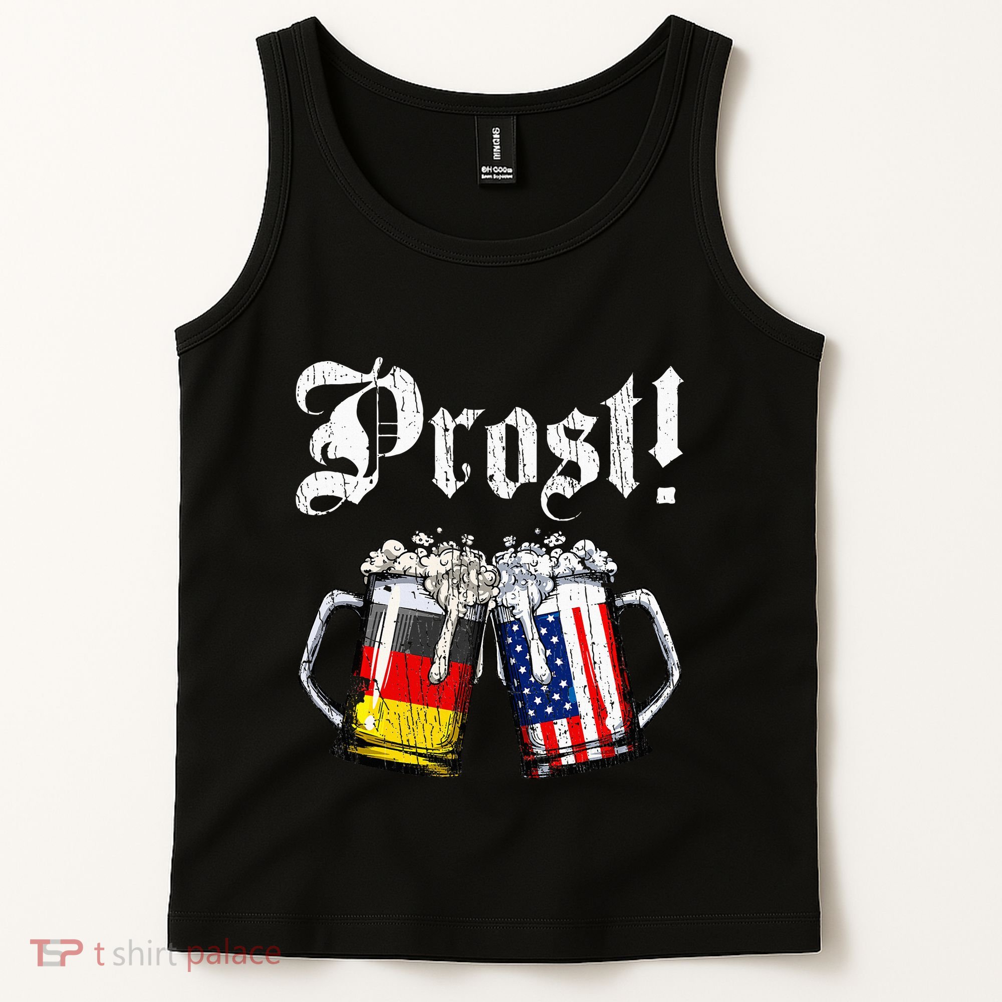 German American Flag Prost Beer Oktoberfest Tank Top
