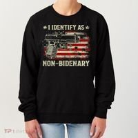 Gun American Flag Funny I Identify As NonBidenary Women's Sweatshirt thumb 0