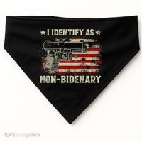 Gun American Flag Funny I Identify As NonBidenary USA-Made Doggie Bandana thumb 0