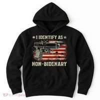 Gun American Flag Funny I Identify As NonBidenary Hoodie thumb 0