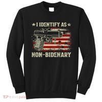 Gun American Flag Funny I Identify As NonBidenary Sweatshirt thumb 0