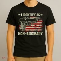 Gun American Flag Funny I Identify As NonBidenary T-Shirt thumb 3