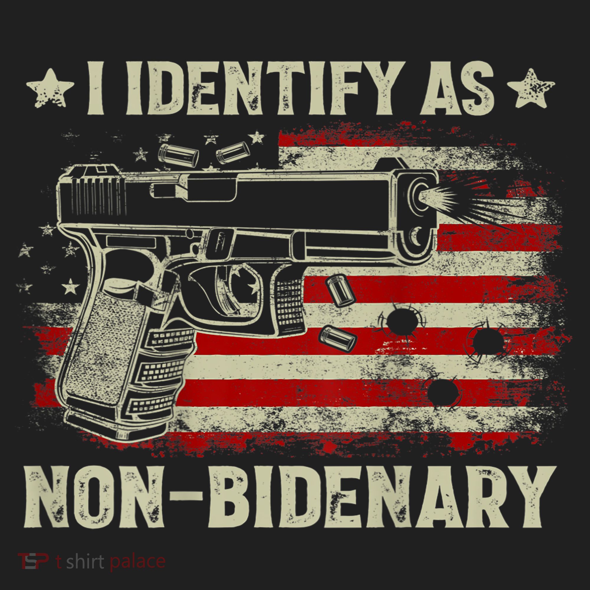 Gun American Flag Funny I Identify As NonBidenary Tumbler