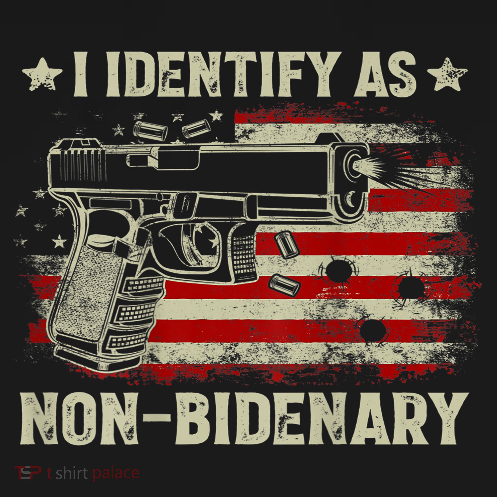 Gun American Flag Funny I Identify As NonBidenary Baby Bodysuit