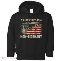 Gun American Flag Funny I Identify As NonBidenary Toddler Hoodie thumb 0