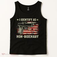 Gun American Flag Funny I Identify As NonBidenary Tank Top thumb 2