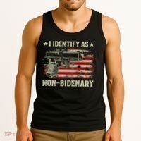 Gun American Flag Funny I Identify As NonBidenary Tank Top thumb 3