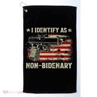 Gun American Flag Funny I Identify As NonBidenary Golf Towel thumb 0