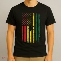 Ghanaian American Flag Ghanaian Roots Republic Of Ghana T-Shirt thumb 3