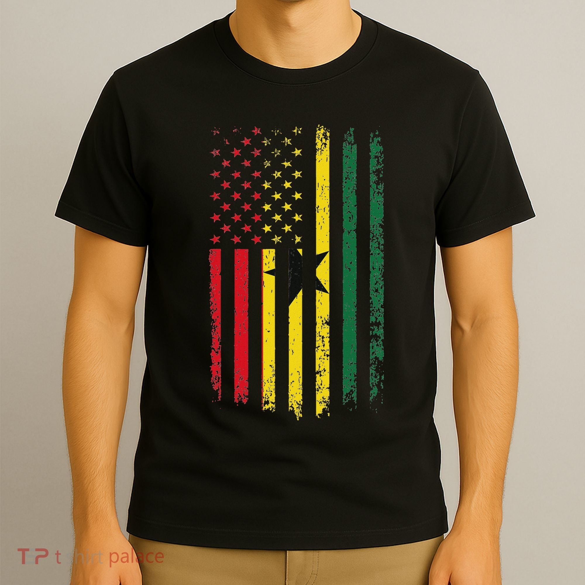 Ghanaian American Flag Ghanaian Roots Republic Of Ghana T-Shirt