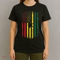 Ghanaian American Flag Ghanaian Roots Republic Of Ghana T-Shirt thumb 4