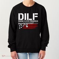 Gun American Flag DILF Damn I Love Firearms Women's Sweatshirt thumb 0