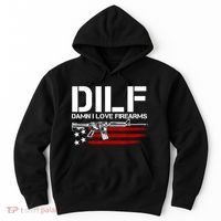 Gun American Flag DILF Damn I Love Firearms Hoodie thumb 0