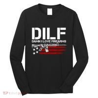 Gun American Flag DILF Damn I Love Firearms Long Sleeve Shirt thumb 0