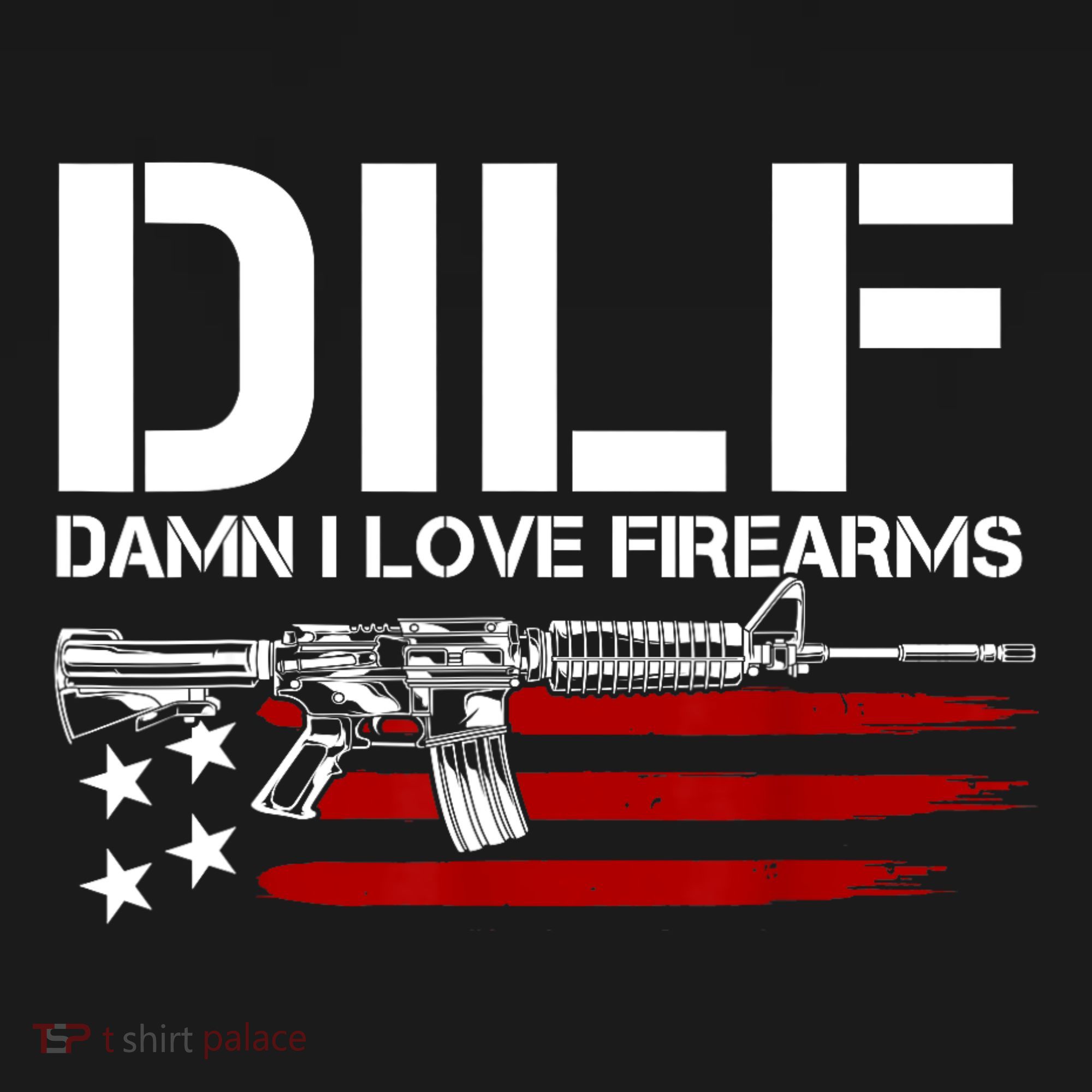 Gun American Flag DILF Damn I Love Firearms Long Sleeve Shirt