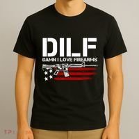 Gun American Flag DILF Damn I Love Firearms T-Shirt thumb 3
