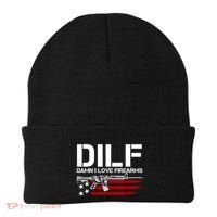 Gun American Flag DILF Damn I Love Firearms Beanie thumb 0