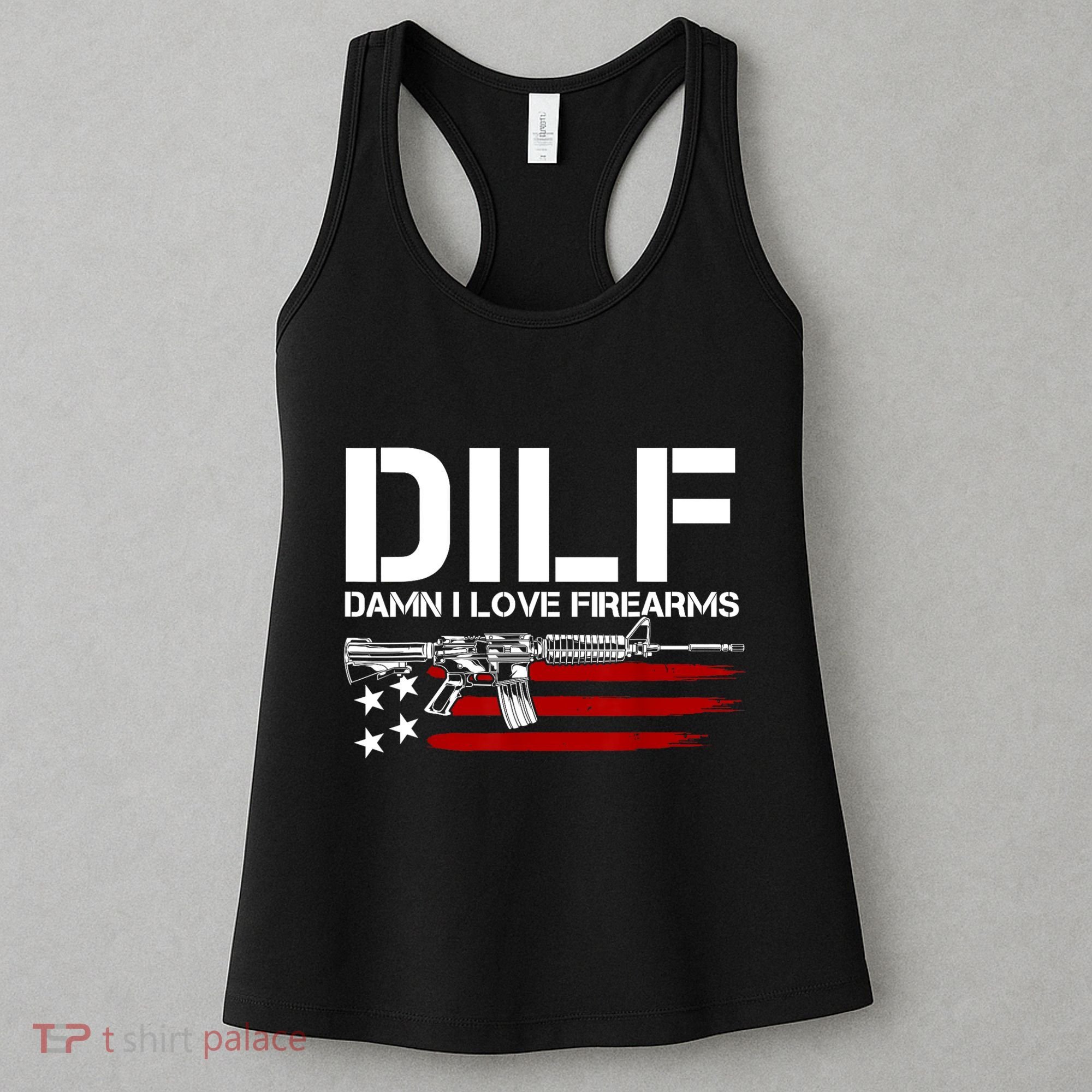Gun American Flag DILF Damn I Love Firearms Women's Tank Top