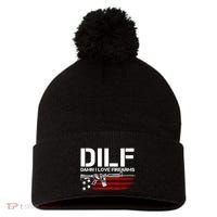 Gun American Flag DILF Damn I Love Firearms Pom Pom 12in Knit Beanie thumb 0