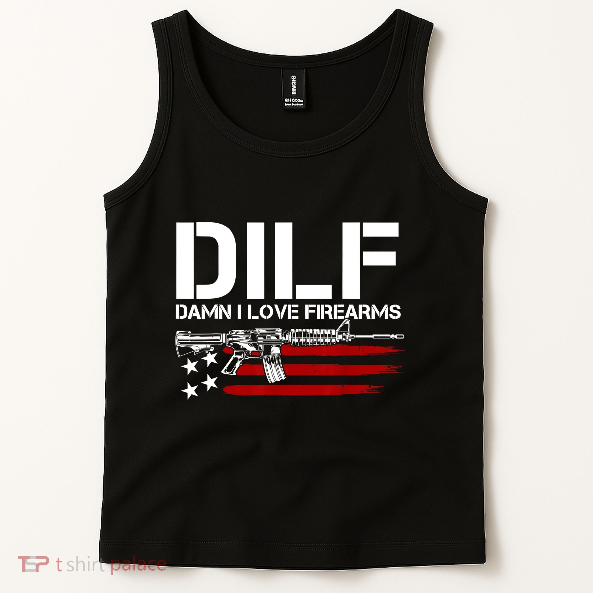 Gun American Flag DILF Damn I Love Firearms Tank Top