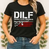 Gun American Flag DILF Damn I Love Firearms Women's T-Shirt thumb 2