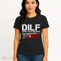 Gun American Flag DILF Damn I Love Firearms Women's T-Shirt thumb 4