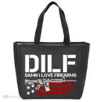 Gun American Flag DILF Damn I Love Firearms Tote Bag thumb 0
