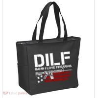 Gun American Flag DILF Damn I Love Firearms Tote Bag thumb 2