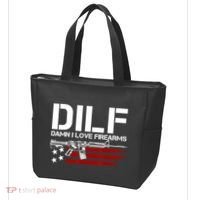 Gun American Flag DILF Damn I Love Firearms Tote Bag thumb 3