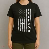Grunge American Flag Cross Faith Family Freedom T-Shirt thumb 4