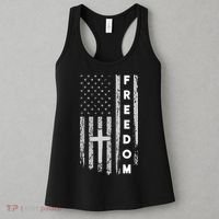 Grunge American Flag Cross Faith Family Freedom Women's Tank Top thumb 3