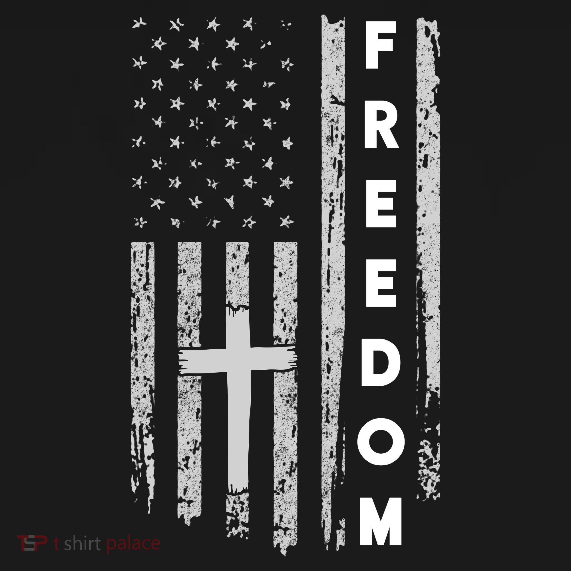 Grunge American Flag Cross Faith Family Freedom Women's Tank Top