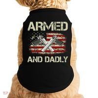 Gun American Flag Armed And Dadly Funny Deadly Fathers Day Doggie Tank thumb 0