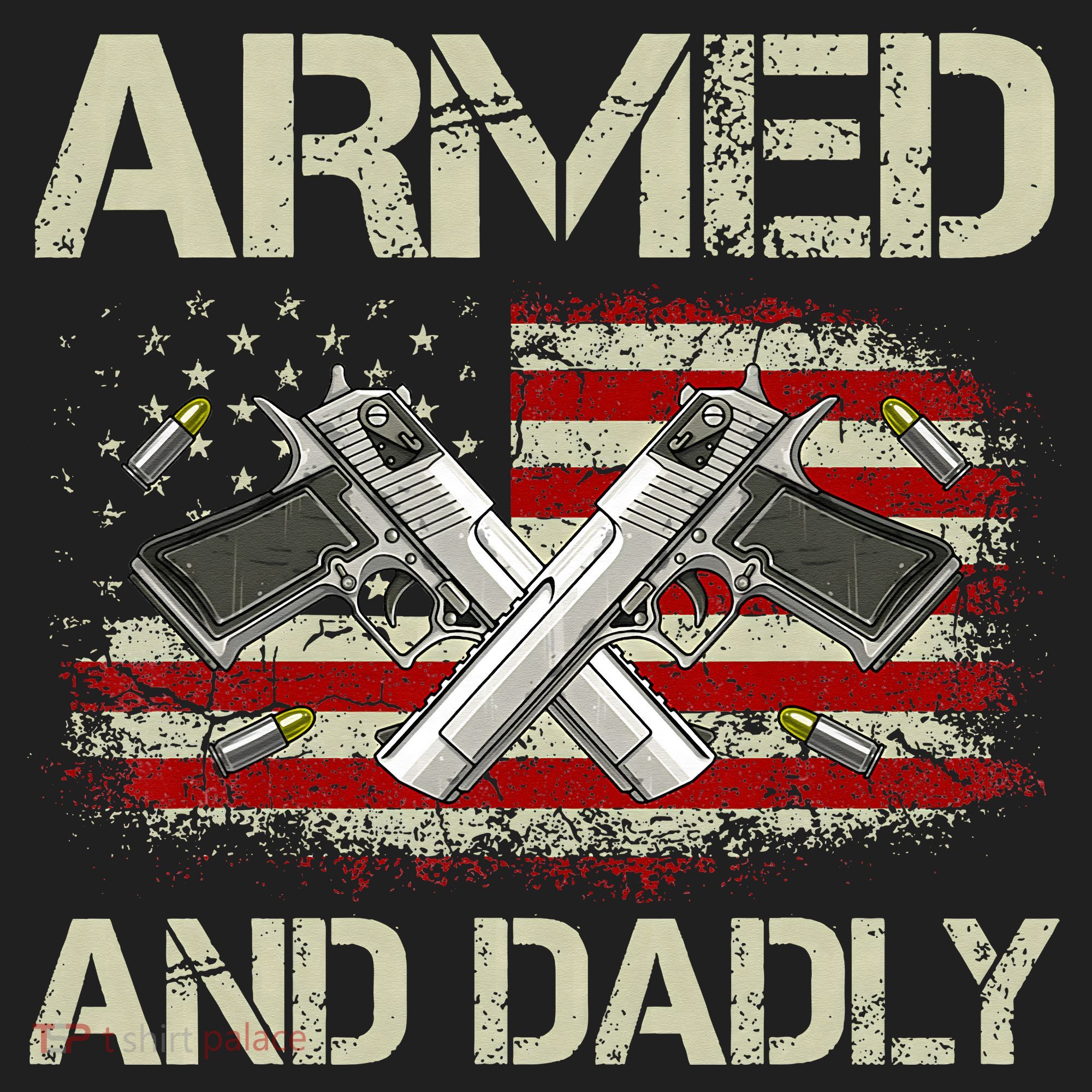 Gun American Flag Armed And Dadly Funny Deadly Fathers Day Beanie